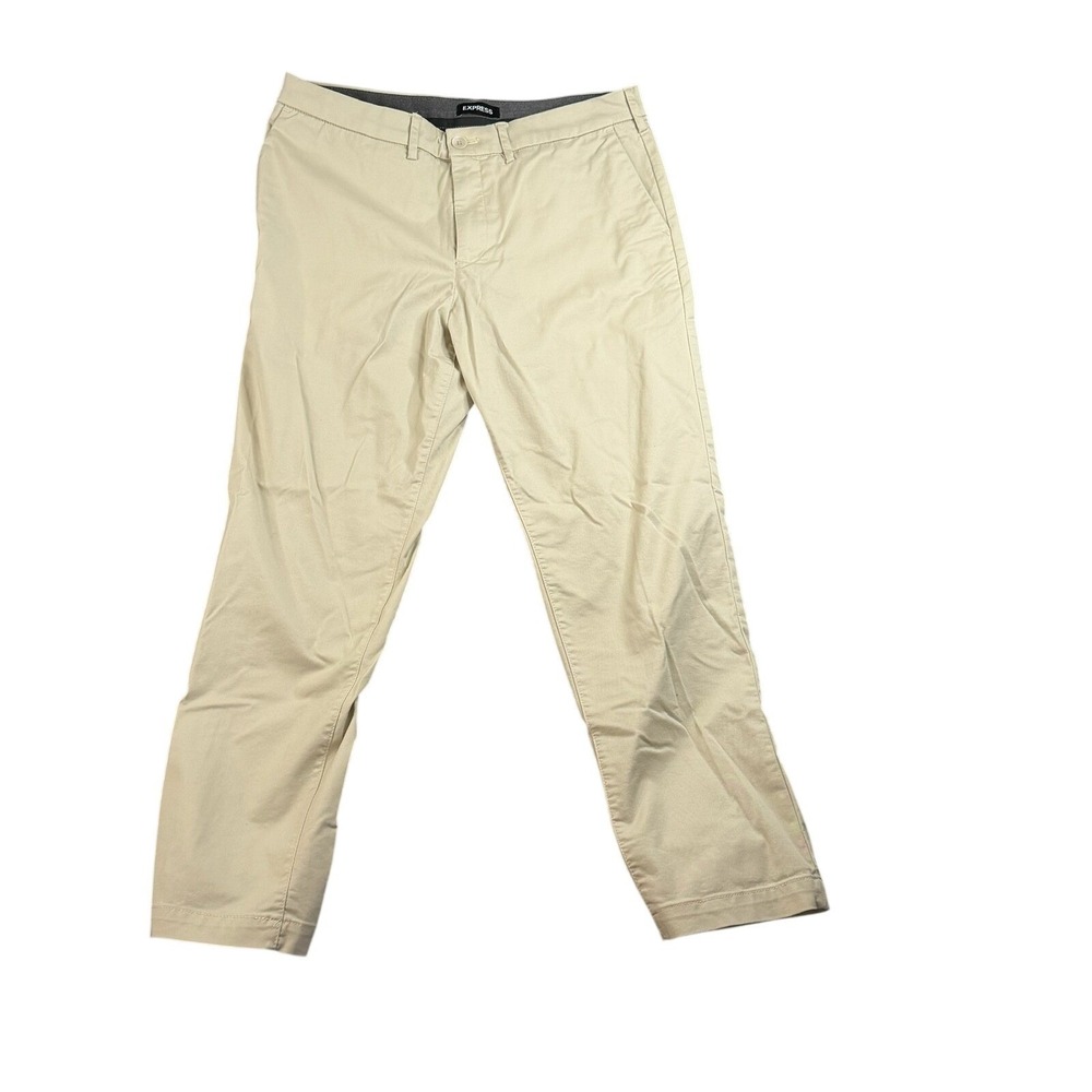 EXPRESS Mens Chinos Khaki Flat Front Straight Leg Pants Size 32x30